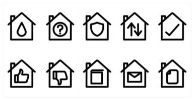 Set of 10 home icons as home, home query, home security vector