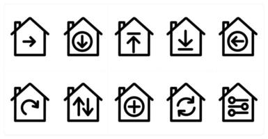 Set of 10 home icons as send home, down home, up home vector