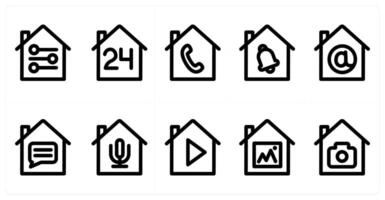 Set of 10 home icons as home equalizer, 24x7 home, home call vector