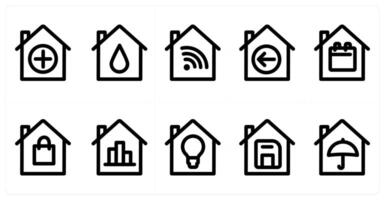 Set of 10 home icons as add home, home, home wifi, receive home vector