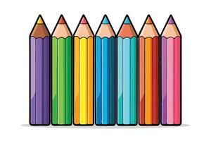 Row of Colorful Crayons Against a White Background vector