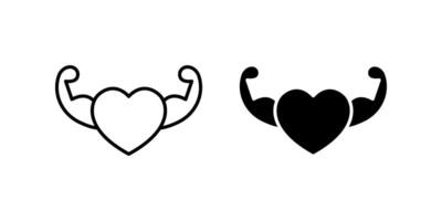 Strong heart icon set .Symbol isolated white background. illustration. color editable. vector