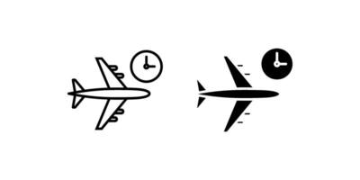 Flight delay icon set .Symbol isolated white background. illustration. color editable. vector