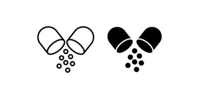 Open Capsule Pill icon set .Symbol isolated white background. illustration. color editable. vector