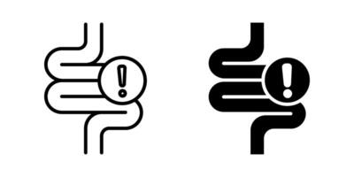 Intestine with exclamation mark icon set .Symbol isolated white background. illustration. color editable. vector