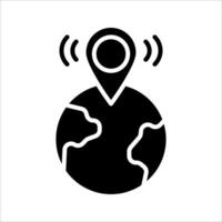 Location on globe.2 Pin on globe. Simple black icon vector