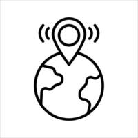 Location on globe. Pin on globe. 1Simple black icon vector