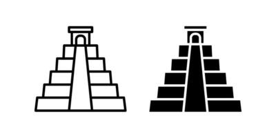 Mayan Pyramid Icon set. Symbol isolated white background. illustration. color editable. vector