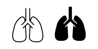 Lungs Icon set. Symbol isolated white background. illustration. color editable. vector
