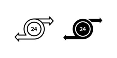 24 Hours 1Icon set. Symbol isolated white background. illustration. color editable. vector