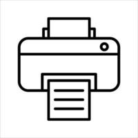 Print1 icon. Black and white outlined printer icon with blank and printed paper. simple clean illustration vector
