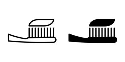 Toothbrush with toothpaste Icon set. Symbol isolated white background. illustration. color editable. vector