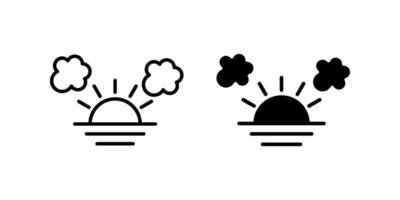 Sunset Icon set. Symbol isolated white background. illustration. color editable. vector