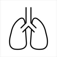 Lungs2 icon. Simple outline style. Human internal organ, lung, respiratory system, pulmonology concept. Thin line symbol. illustration isolated on white background. vector