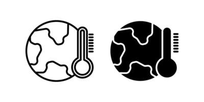 Global Warming Icon set. Symbol isolated white background. illustration. color editable. vector