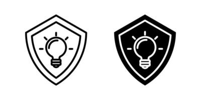 shield with lightbulb Icon set. Symbol isolated white background. illustration. color editable. vector