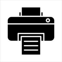 Print icon. Black and white outlined printer icon with blank and printed paper. simple clean illustration vector