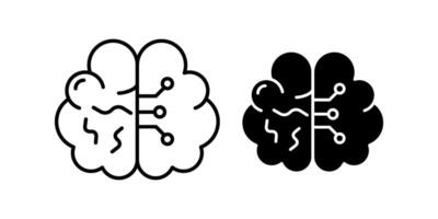 brain circuit Icon set. Symbol isolated white background. illustration. color editable. vector