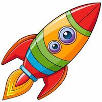 Cartoon rocket with eyes on a white background vector