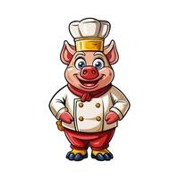 illustration of cute pig chef character vector