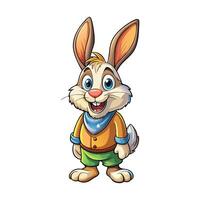 Cartoon rabbit with a bandanna and a bow tie vector