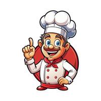 Chef cartoon character with finger up and pointing vector