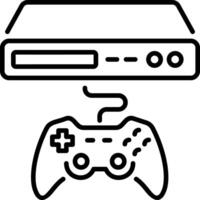 A line style icon of gaming console with a gamepad vector