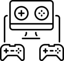 A line style icon of gaming screen with two gamepads vector