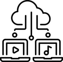 Cloud media storage icon in linear style vector