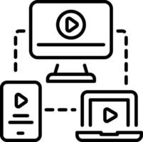 A linear style icon of a cross platform vector
