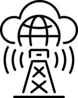 A linear style icon of cloud network technology vector