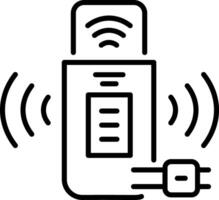 A linear style icon of dongle usb device vector