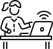 A characters doing digital streaming, line style icon vector