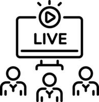 A linear style icon of live audience watching streaming vector