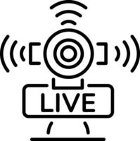 A linear style icon of live camera vector