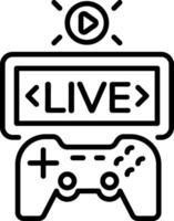 A line style icon of a gamepad depicting live gaming vector