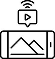 A linear style icon of mobile streaming vector