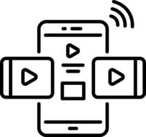 A trendy linear style icon of mobile streaming vector