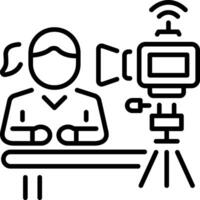 A linear style icon of a character recording her vector