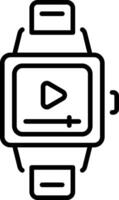 A linear icon of playing smartwatch vector