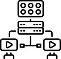 A linear style icon of streaming server vector