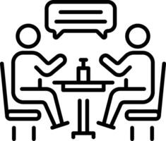Two characters doing a talk show, linear style icon vector