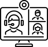 A linear style icon of call between many characters vector