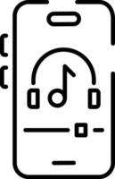 Music streaming on a mobile, linear style icon vector