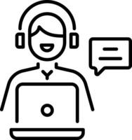 Online chat support icon in linear style vector