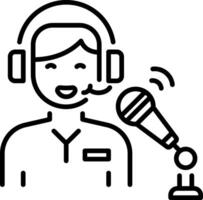 A character doing live podcast, linear style icon vector