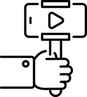 A linear style icon of recording a vlog with camera vector