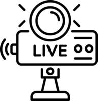 A linear style icon of webcam written live on it vector