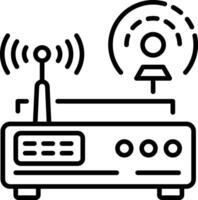 A linear style icon of wireless device with an antenna vector