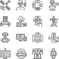 Set of Linear Style Streaming Technology Icons vector